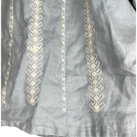 Calypso St. Barth Embroidered Chambray Blouse Small - Picture 4 of 8